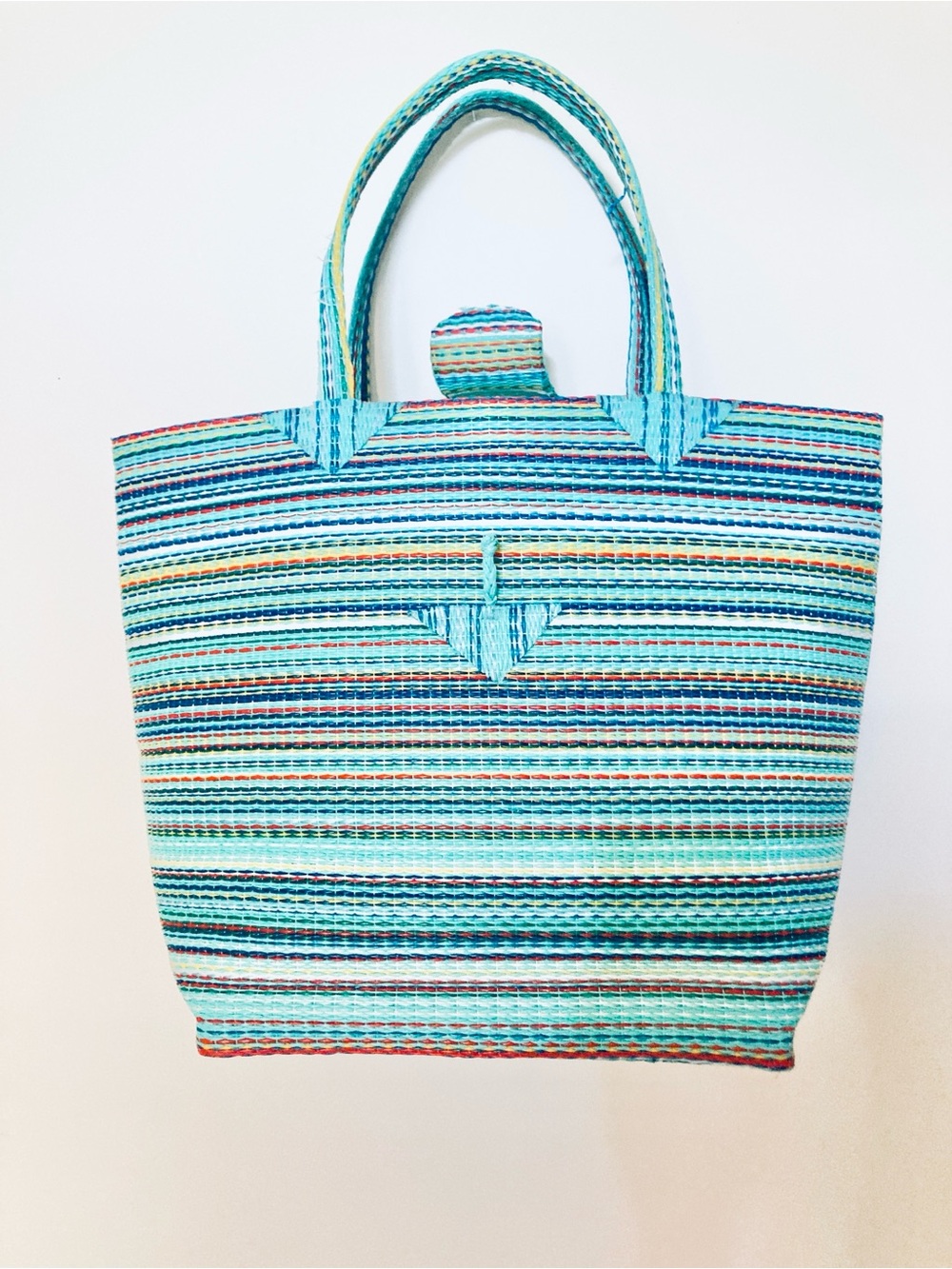 Striped Turquoise Multi Tote Bag